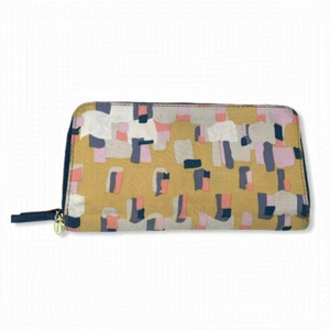 FOSSIL Wallet Zip Around Fabric Brush Strokes